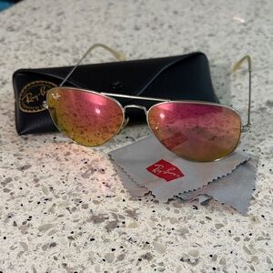 Ray-Ban Gold Frame Sunglasses with Pink Gradient Lenses